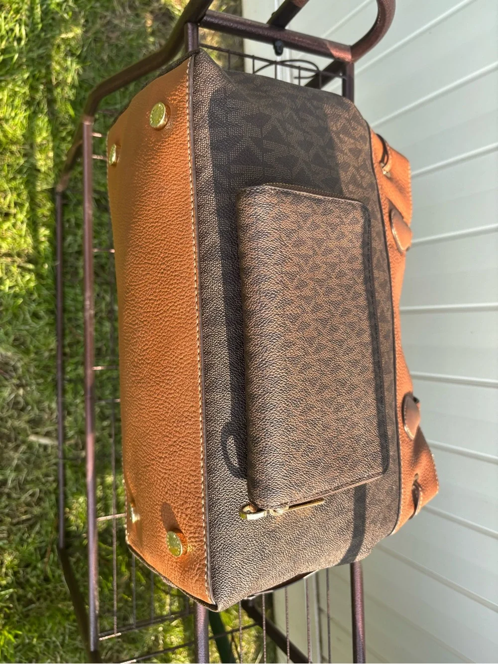 Michael Kors Brown Two-Tone Logo Tote with Zip Pouch set - Picture 5 of 14